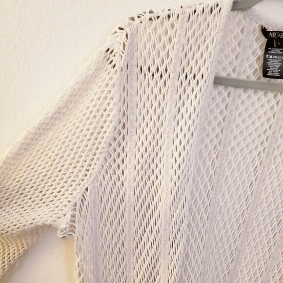 Nik + Zoe Fringed Hem Cotton Blend Crochet Cardigan Sz L EUC MSRP $189 - Picture 5 of 8